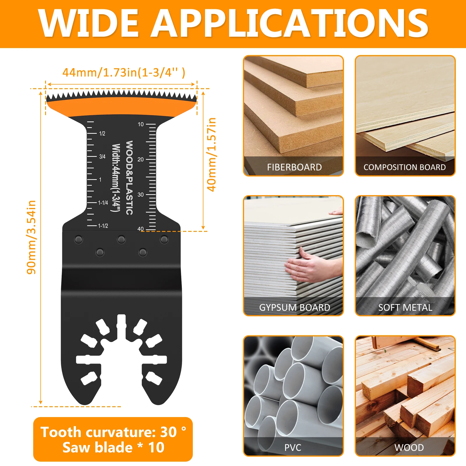10Pcs Oscillating Saw Blade High Carbon Steel Oscillating Saw Blade 1-3/4inch Multifunctional Oscillating Multitool Blades Set