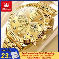 OLEVS 2932 Men's Luxury Watch Fashion Multi functional Waterproof Lunar Phase Chronograph Code Watch High end Brand Quartz Watch