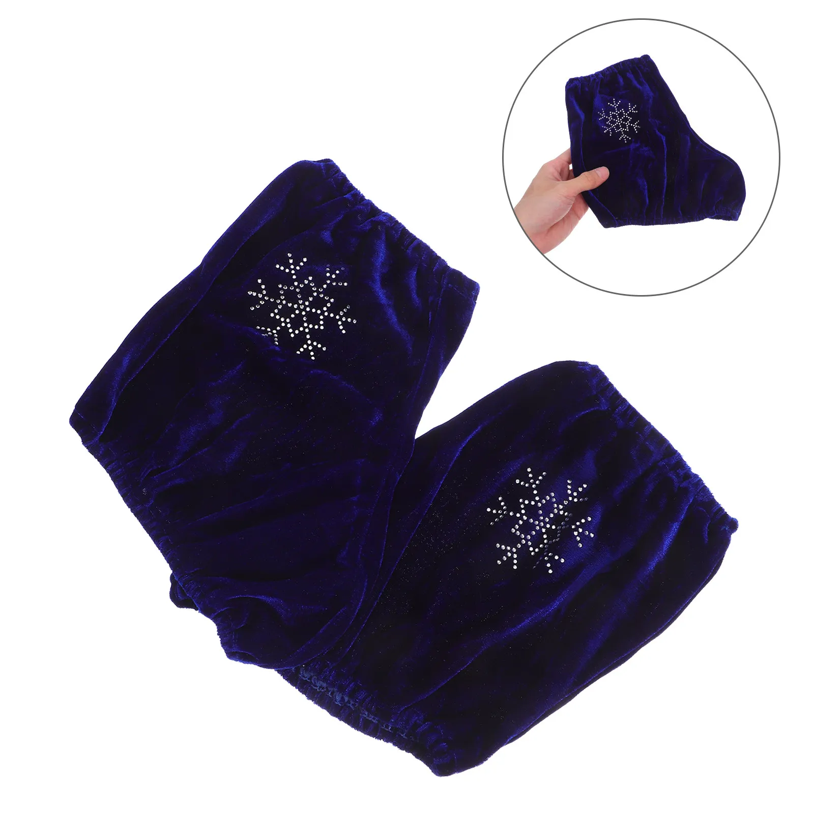 

Пара защитных чехлов для коньков синего цвета с инкрустацией стразами, для коньков среднего размера, для тренировок