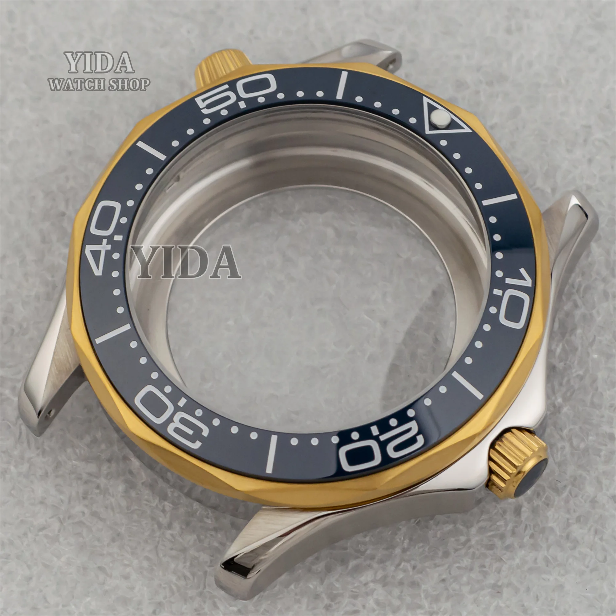 

Silver Gold Watch Case Seamaster 300 Case 41mm NH35 case 10ATM Waterproof Sapphire Glass fit NH35 NH36 Automatic Movement MOD