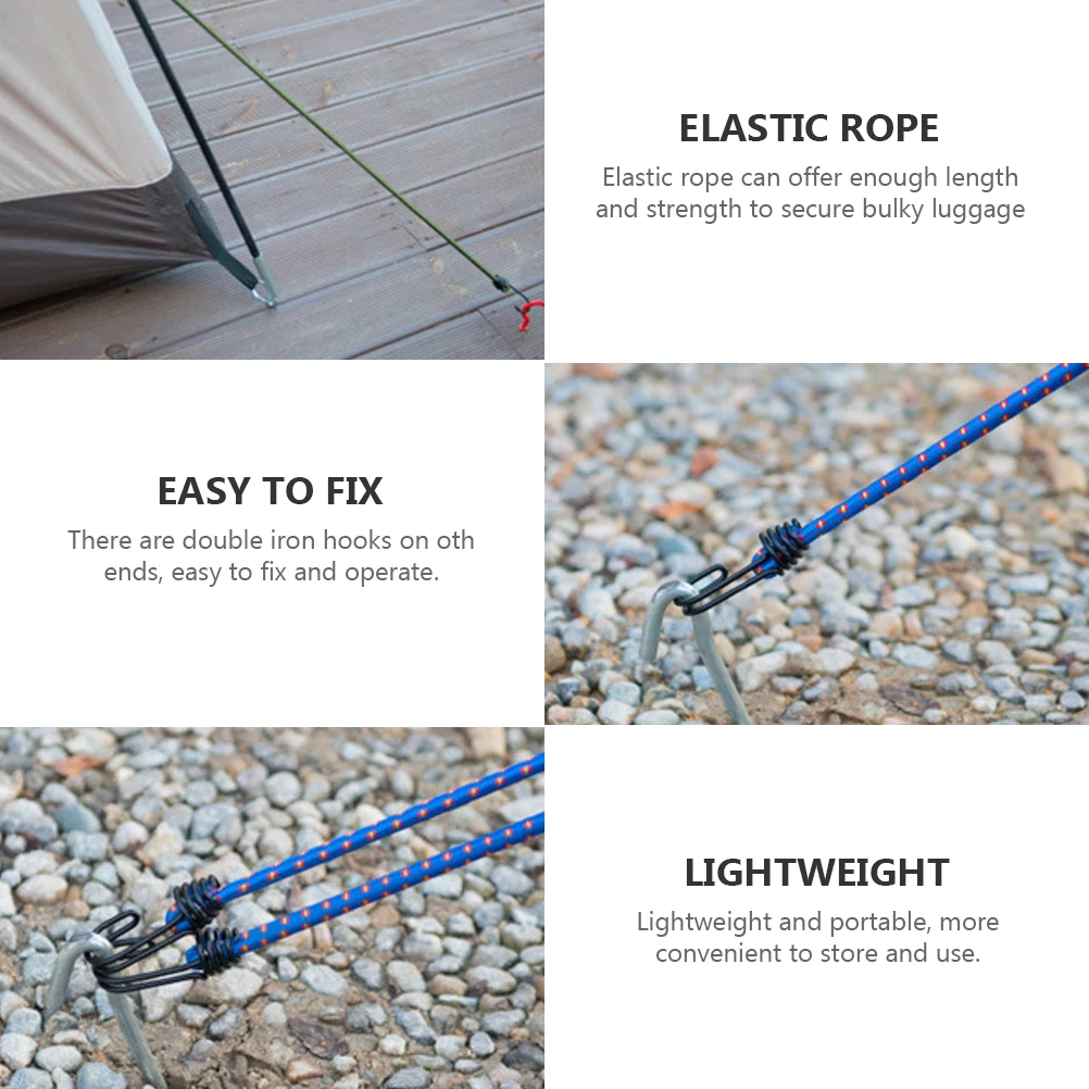 

High-Quality Outdoor Bungee Cords With Hooks Elastic Luggage Ropes Tent Fixing Straps Camping Gear