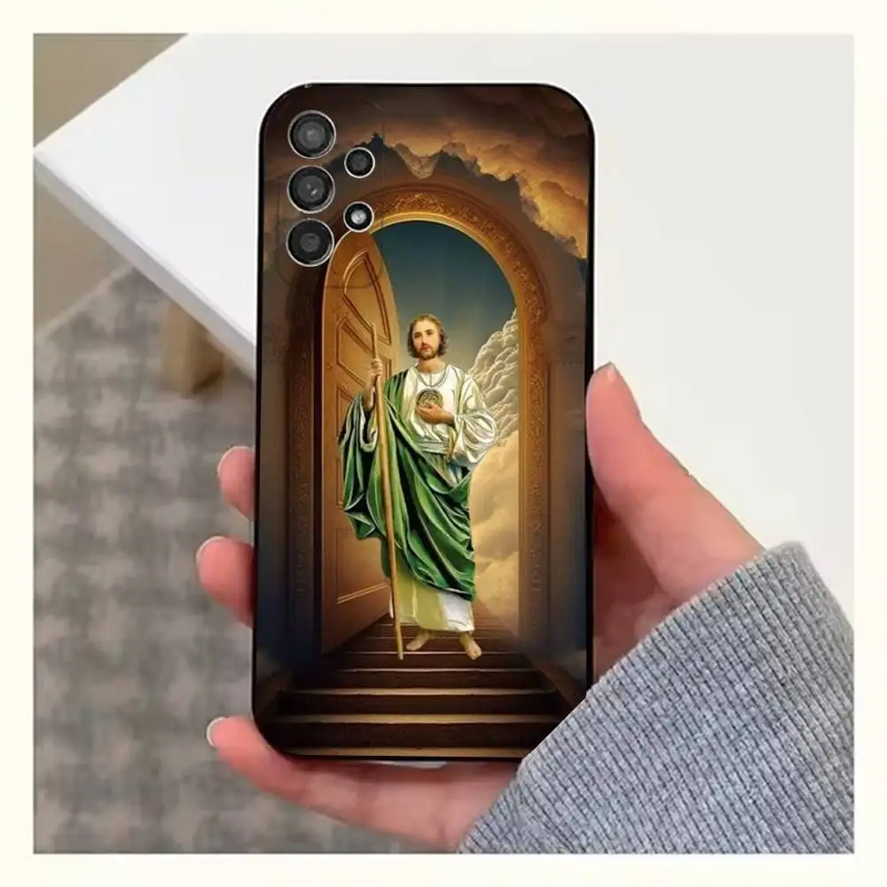 Casing Ponsel San J-Judas Tadeo Belief Untuk Samsung S25,S24,S23,S22,S20,S21,S10,Ultra,Plus,Lite,FE, Penutup Silikon Lembut Warna Hitam