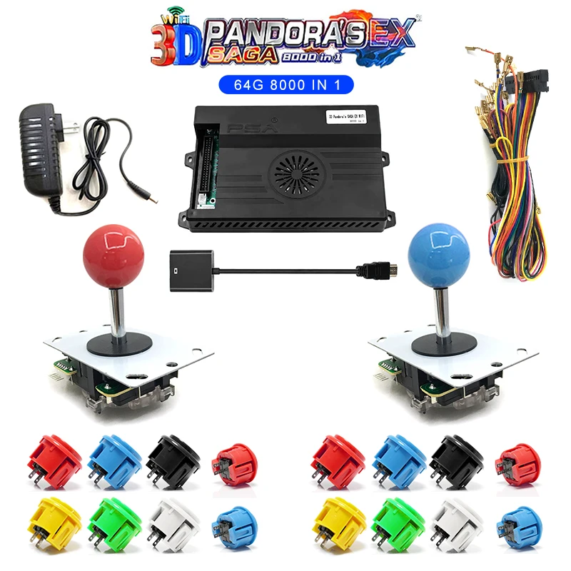 

SQ ARCADE 3D Wi-Fi Pandoras Сага Box EX2 8000 в 1 Набор для самостоятельной сборки копия Sanwa Джойстик и кнопки игровая консоль аркадный шкаф машина Ba