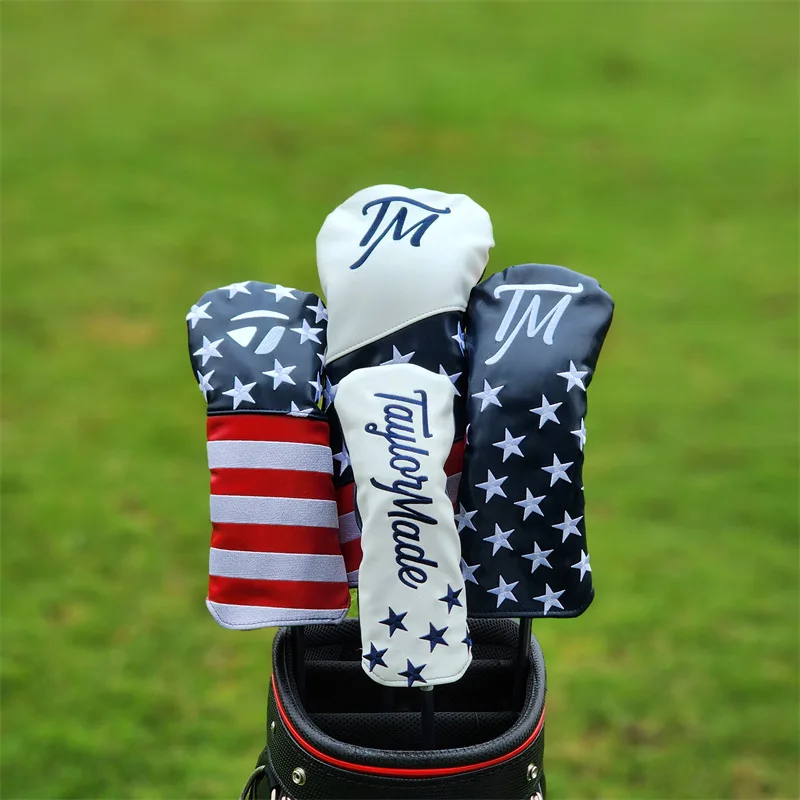 

New Patriotic Golf Club Head Cover Set - Protect Your Clubs With Durable PU Leather And Vibrant American Flag Design