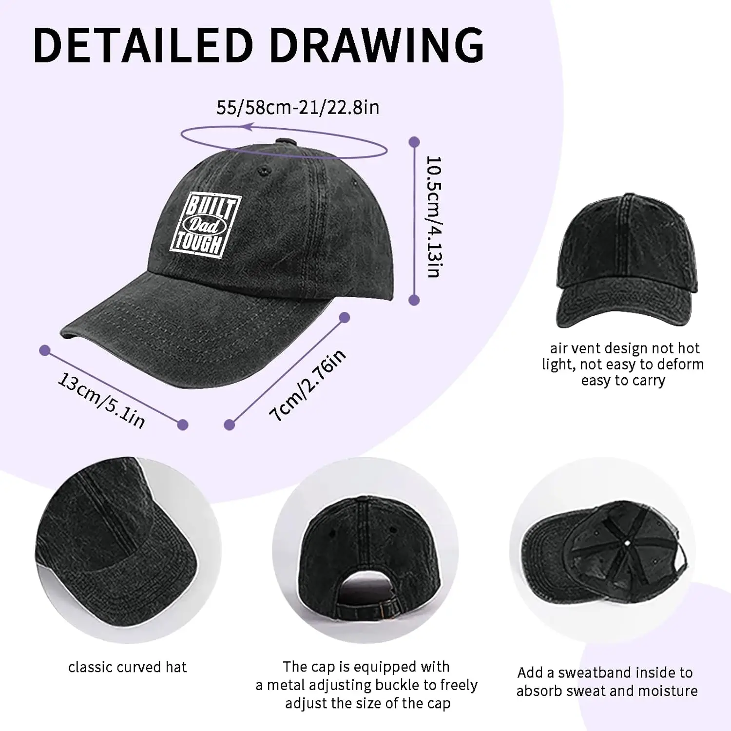 Винтажные потертые женские шляпы ко Дню отца Built Dad Toughs, классические потертые