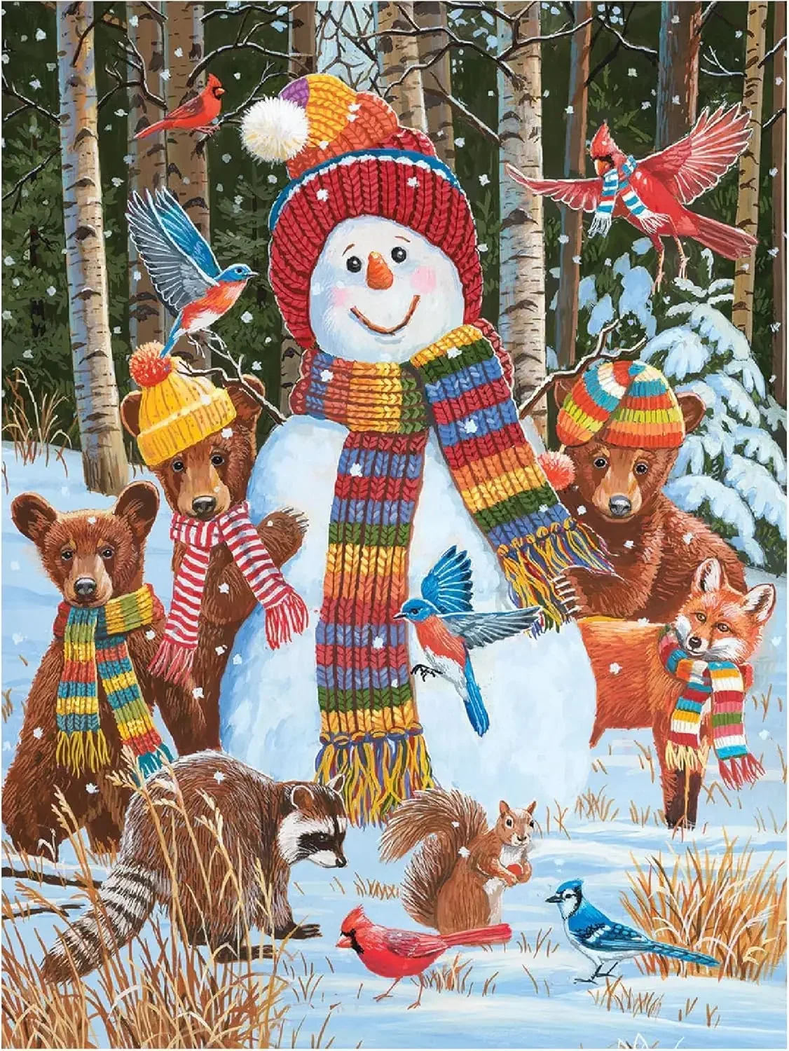 Bezoeken De Sneeuwpop Winter Volwassen Houten Puzzel 1000/500/300 Stuks Legpuzzels voor Gameroom Slaapkamer Woonkamer Party Gift