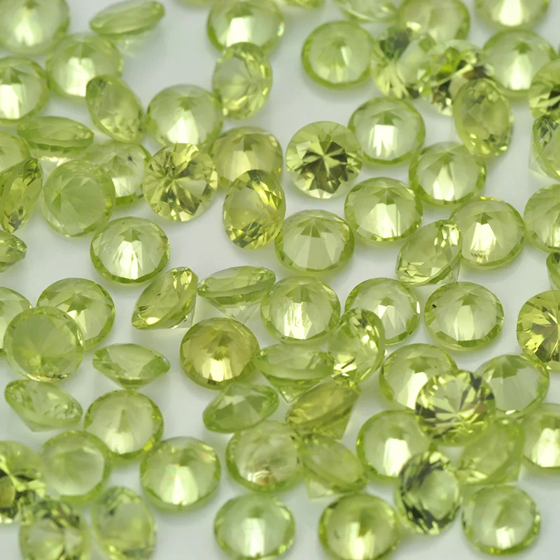 Factory Wholesale 100% Real Natural Circular Olivine Peridot Gemstone Loose Gems Diy Material for Jewelry