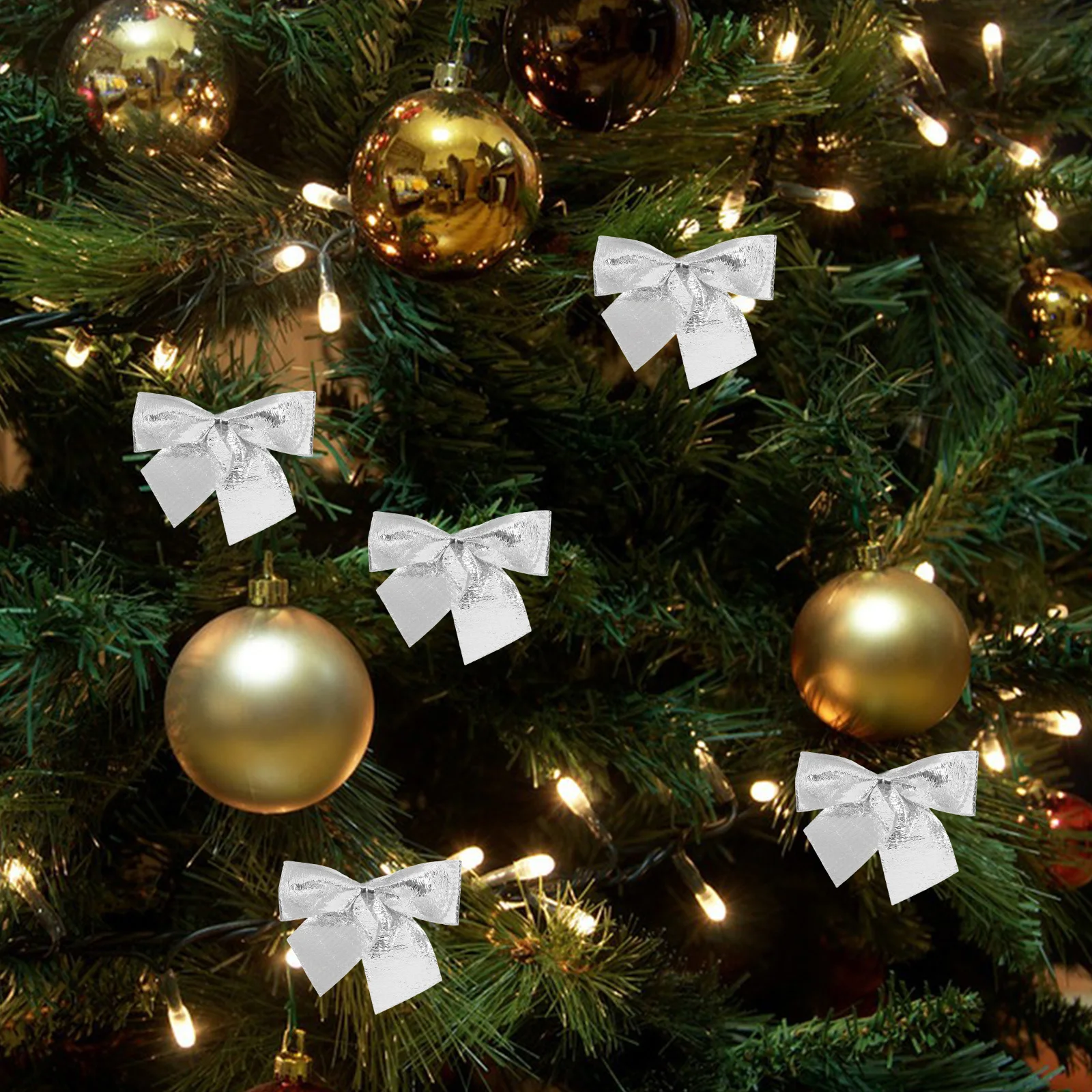 

12Pcs Christmas Tree Ornaments Glitter Bowknot Hanging Decorations Xmas Party Home Pendant Holiday Supplies Christmas Ornaments