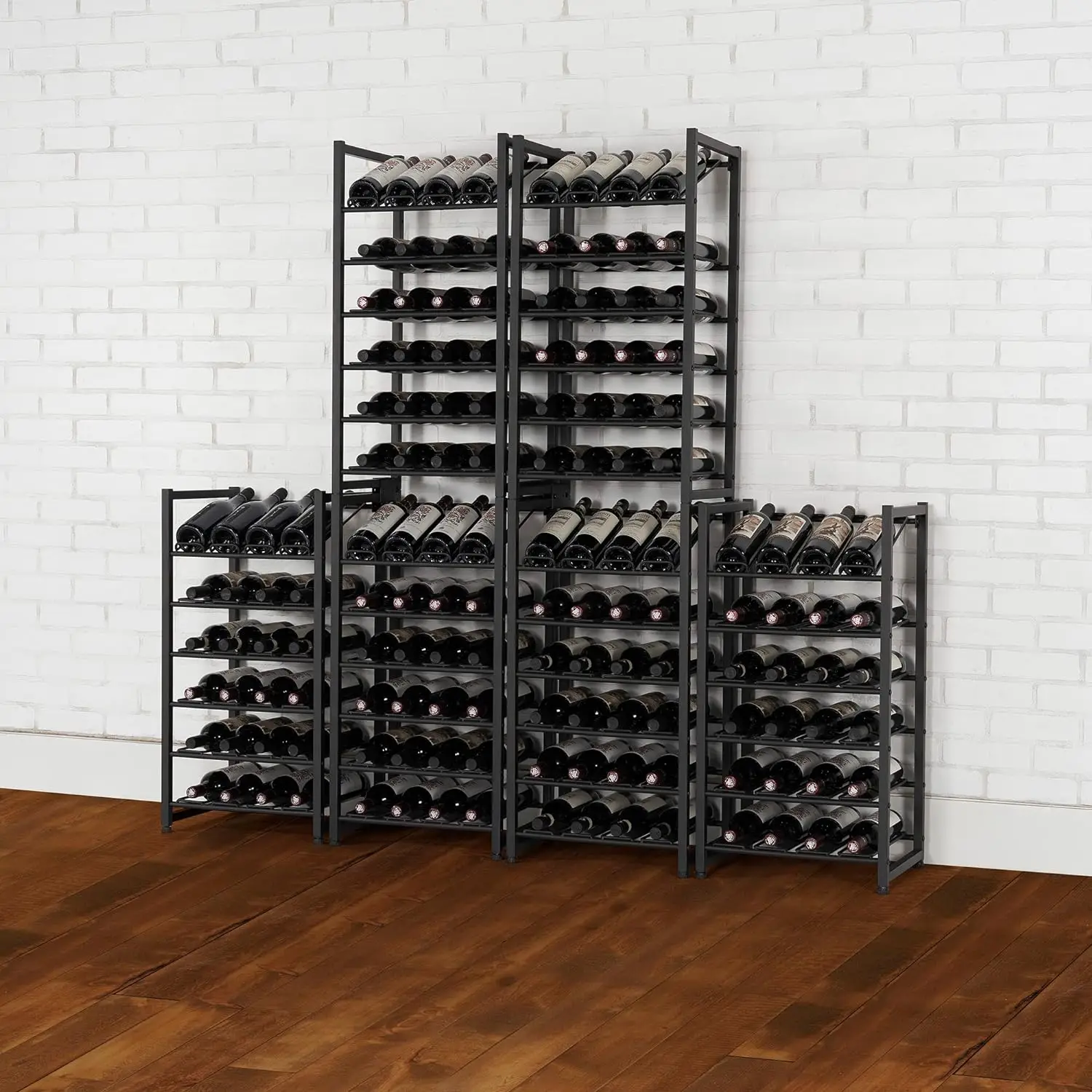 Fino a 24 bottiglie di vino-espositore per bottiglie da cucina industriale-costruzione in metallo nero opaco-16.5x13.5 x 31.6in