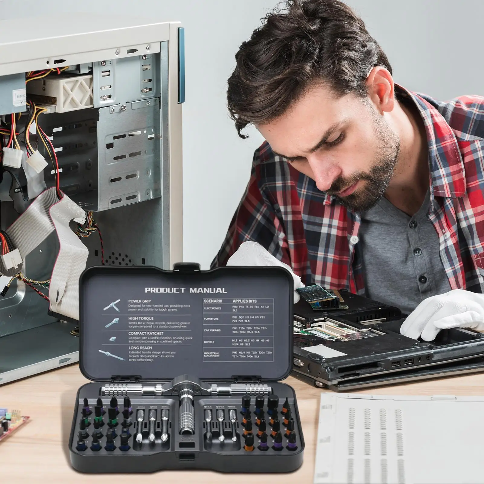 مجموعة مفك مغناطيسي مجموعة مفكات براغي متعددة بت مع حقيبة تخزين مجموعة أدوات إصلاح دقيقة لإصلاح المنزل #2