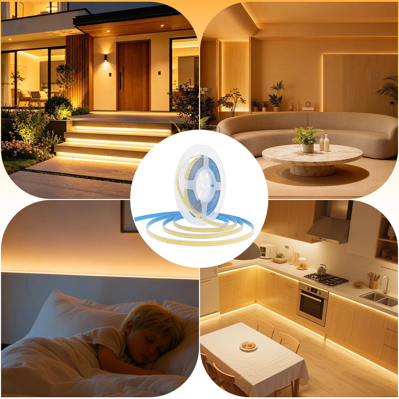 220V 110V Waterproof COB LED Strip No Need Driver 5m 10m 20m 50m 288LEDs/M White Natural Warm Adhesive Tape Indoor Outdoor Decor