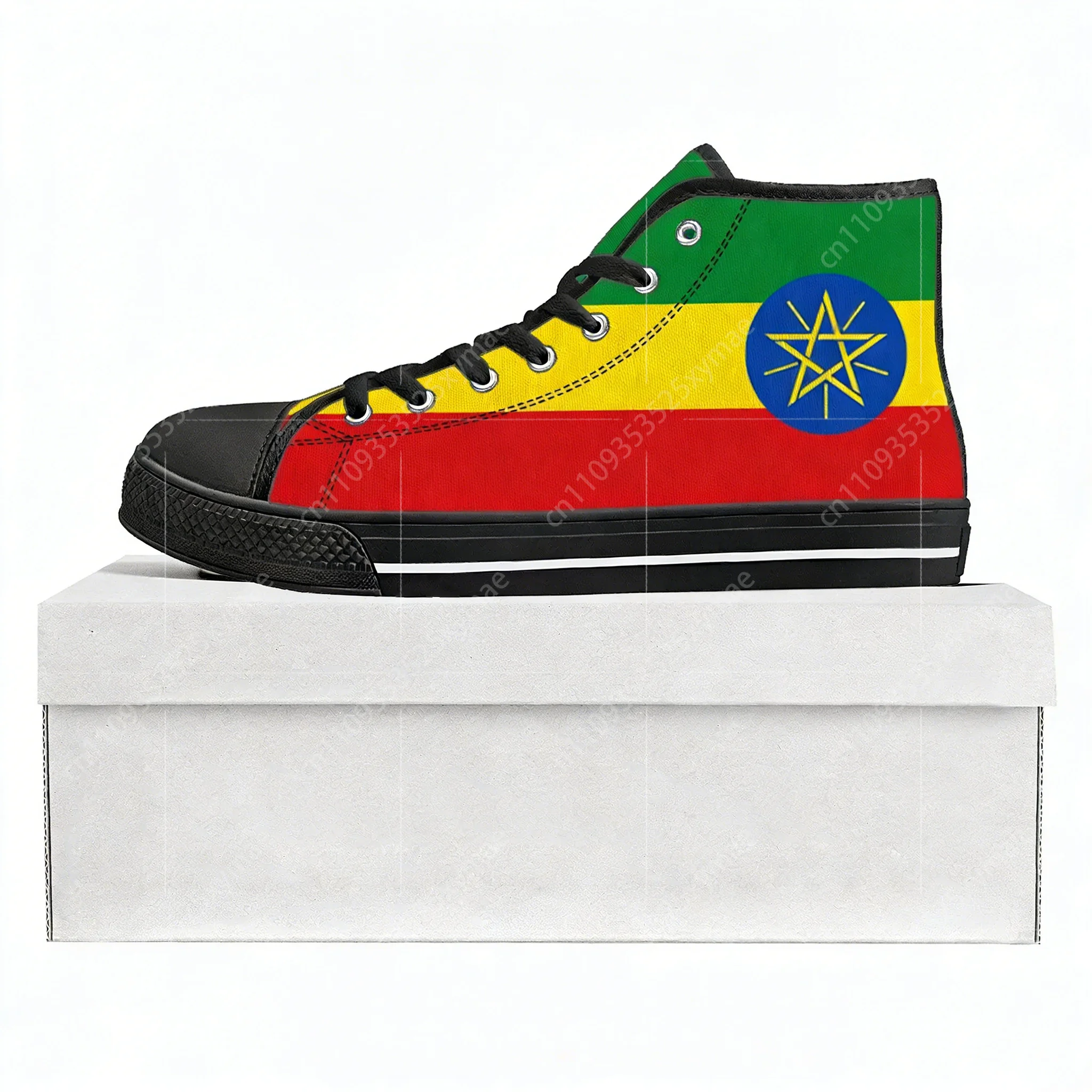 

Ethiopian Flag High Top High Quality Sneakers Mens Womens Teenager Canvas Sneaker Ethiopia Casual Couple Shoes Custom Shoe
