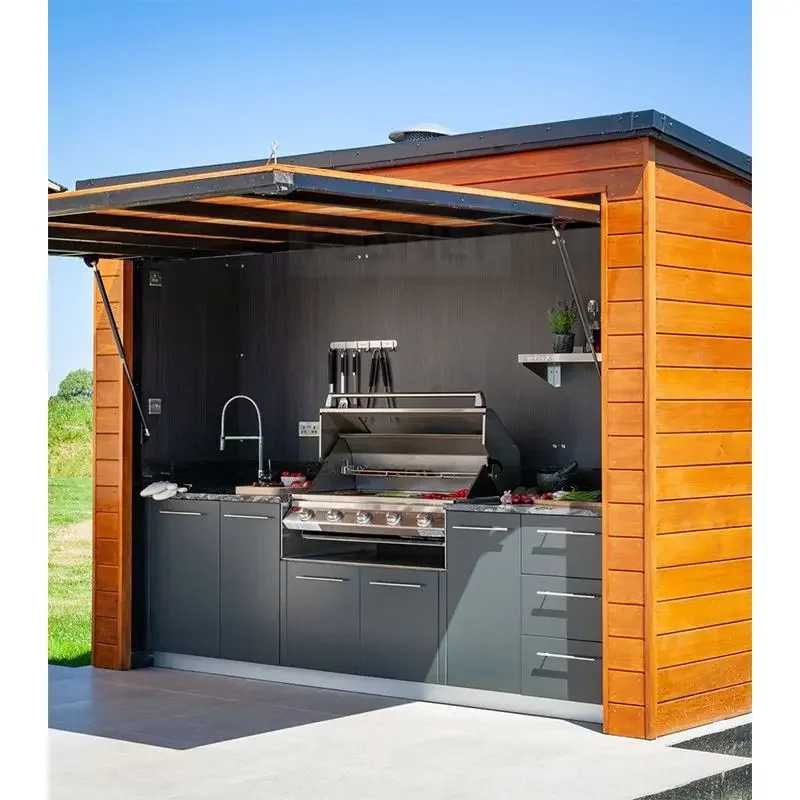 Stainless Steel Outdoor Kitchen Cabinet Modern Design Complete BBQ Grill Set Kitchen Cabinets Durable