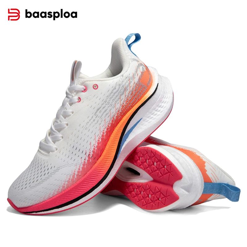 Baasploa Women Professional Running Shoes Outdoor Carbon Plate Jogging Sports Shoes Female Casual Breathable Non-slip Sneakers