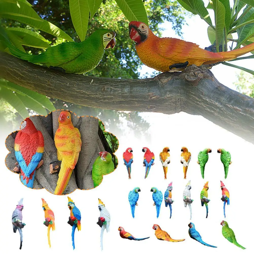 

Simulation Resin Parrot Statue Wall Mounted DIY Creative Outdoor Garden Yard Tree Ornament Home Decoration Supplies