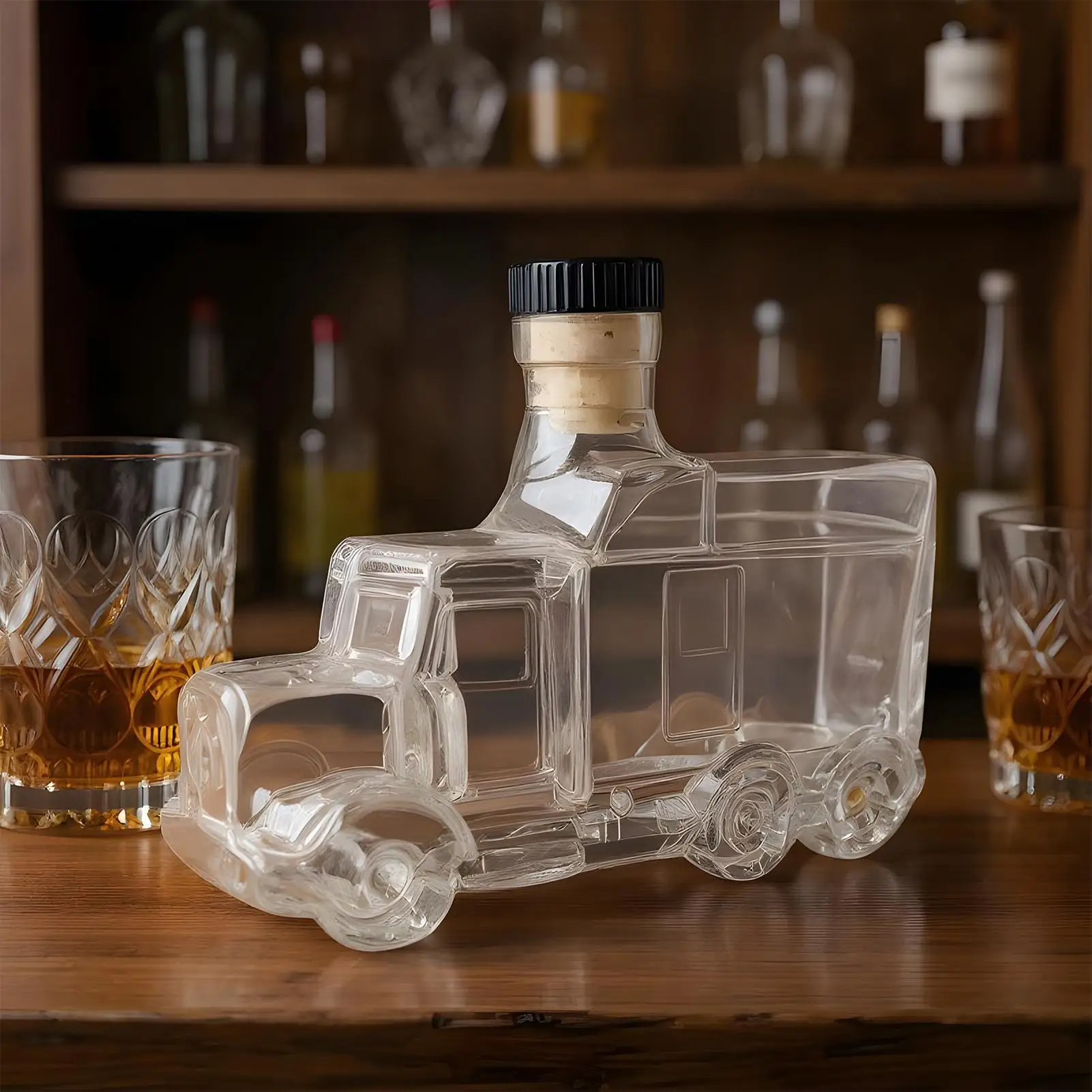 Bourbon Decanter Half Truck Bourbon Dispenser 375ml Vintage Liquor Container With Interesting Stopper For Hosting Brunch Beer