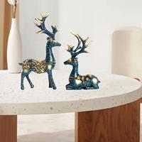 Deer Figurines Home Decor Table Decoration Free Standing Decor Gift Souvenir Elk Deer Figurine Ornament for Desktop Hotel Indoor