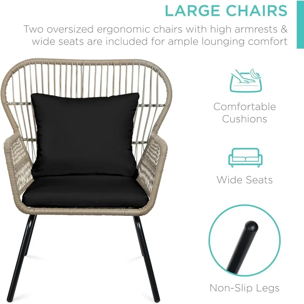 Mesa Exterior e Cadeiras Set, Conjunto Pátio, 3 pcs