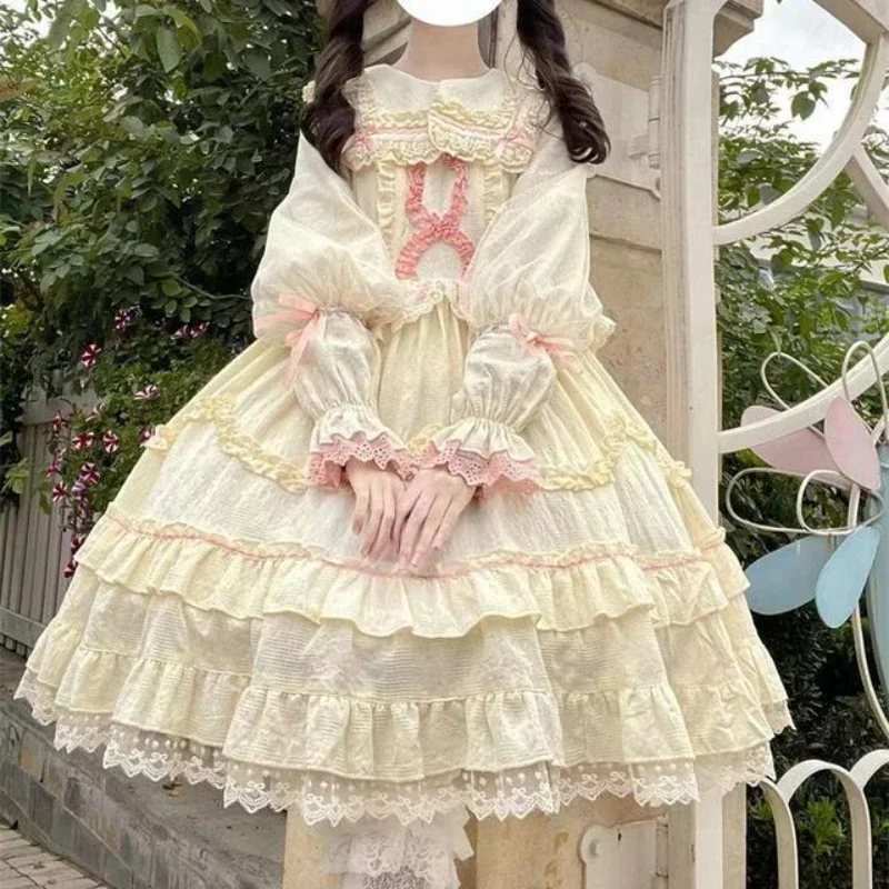 Lolita Dresses Victorian Medieval Sweet Vintage Long Sleeve Dress Sweet Princess Daily Wedding Cute Party Dress Autumn Vestidos