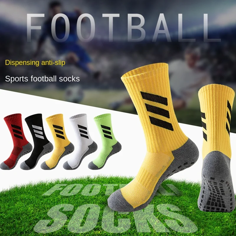 Football socks, thickened towel socks, men\'s mid length basketball socks, striped anti slip and wear-resistant three bar sports