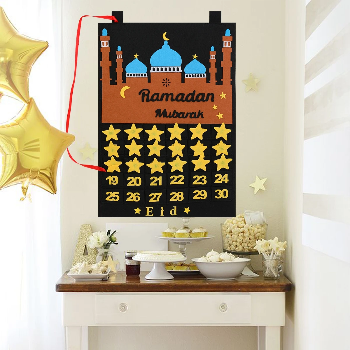2026 Ramadan Countdown Calendar Eid Mubarak Felt Countdown Ramadan Calendar Muslim Party Decoration Craft Eid Al-Adha Ornament