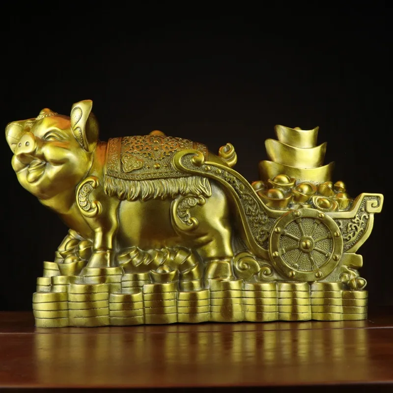 Copper , money , gold ingots, home and shop decorative crafts, ornaments, ingot pulling cart, pig bringing