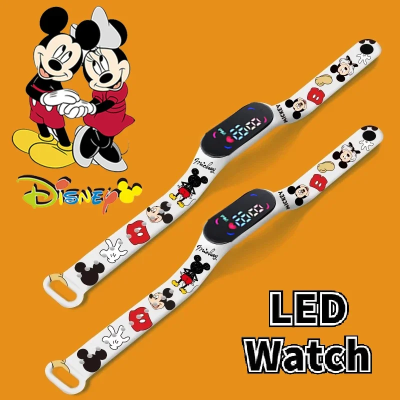 New Disney Mickey Minnie LED Touch Watch Donald DuckBracelet Watch Student Children Sports Cartoon Electronic Watch Present toy