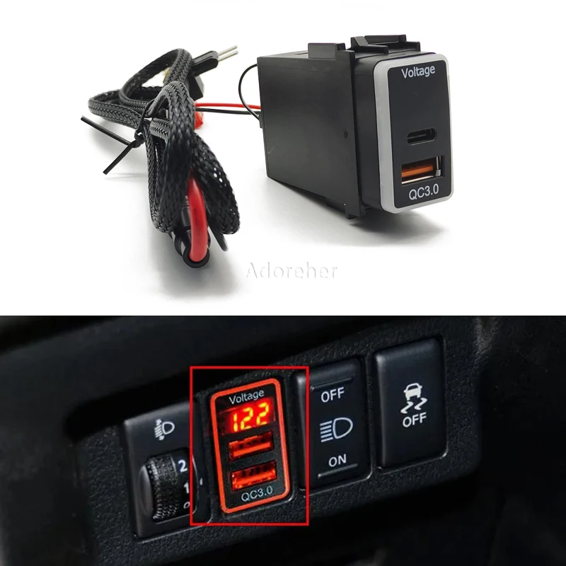 For Nissan Patrol Y62 X-TRAIL SUNNY SYLPHY Teana Quick Car Charger Socket QC3.0 USB PD Phone Interface Adapter