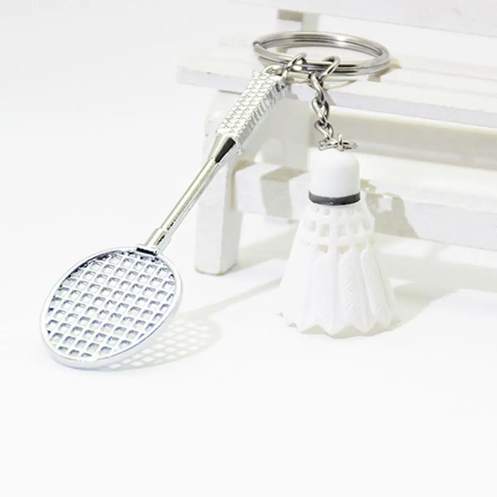 Creative Badminton Racket Pendant Key Ring Mini Keychain Key Fob for Backpack or Purse Charm