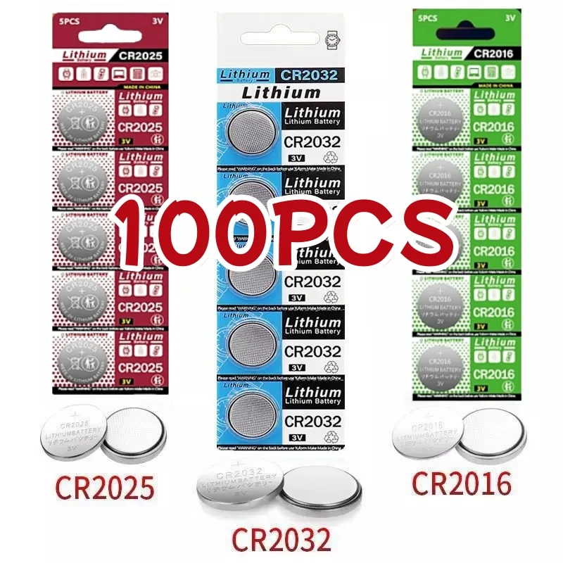 100pcs Original CR2032 3V Lithium Battery cr2025 battery CR2450 CR2016 CR1632 CR 2032pilas For Button Coins Cell watch batteries