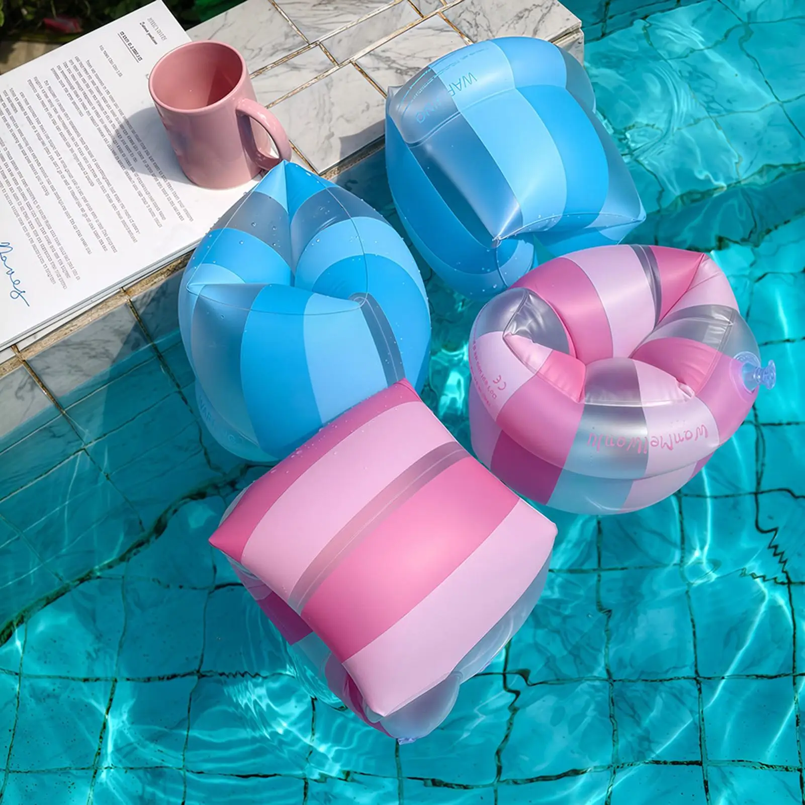 Kid Inflatable Swimming Armband Arm Floats Stripe Pattern Pool Floater Sleeves Tube Water Wings Striped Armband wimming ring