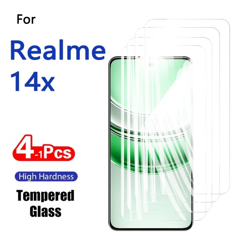 

1-4 шт. Защитная пленка для экрана Realme 14x14x6,67 дюйма из закаленного стекла с кристаллами 9H, алюминиевый чехол с защитой от царапин, удобный отпечаток пальца