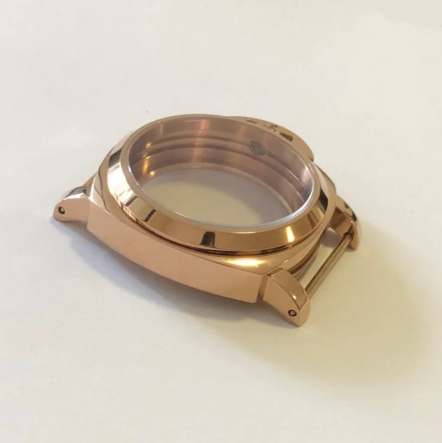 44mm 316L Stainless Steel Mineral Glass Or Sapphire Crystal Fit ETA 6497/6498 ST3600 ST321 Movement Rose Gold 6497 Case BK05-24