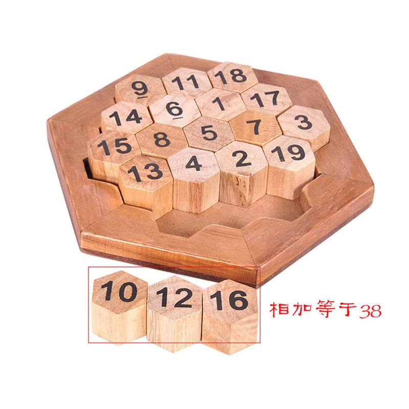 Wooden Hexagonal Puzzle Number Sudoku Board Game IQ Toys For Adults Kids Rompecabezas De Madera Educatief Speelgoed