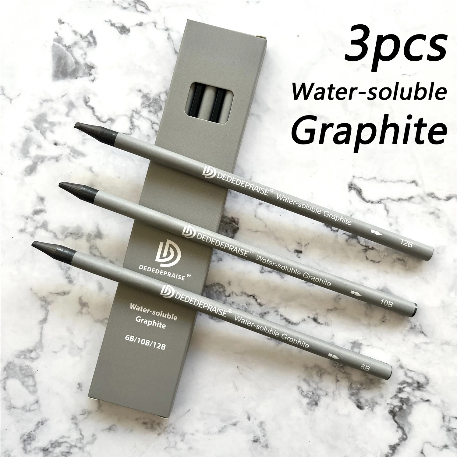 6B/10B/12B Woodless Water-soluble Graphite Stick Pencil Bold Black Charcoal Art Student Sketch Painting Graphite Pen Art Supplie