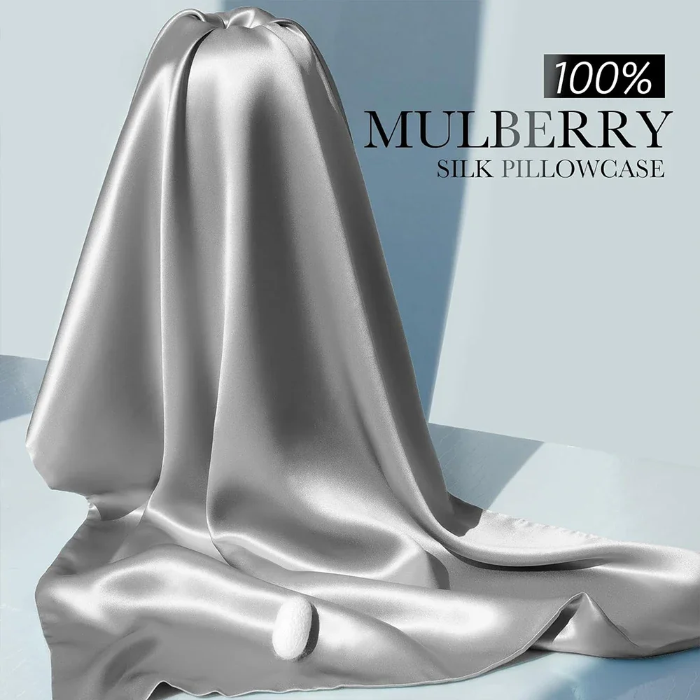 100% Natural Mulberry Silk Pillowcase with Hidden Zipper Double Sided Pure Silk Pillow Case Touch Soft &Cool Suitable for Summer