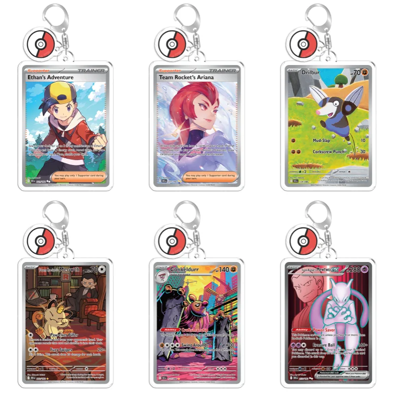 

Брелок для ключей с персонажами Покемон: Мяут, Дарумака, Электрос, Ямаск. Подарок для фанатов аниме и игр. Подвеска для рюкзака из переработанного акрила. Редкая игрушка.