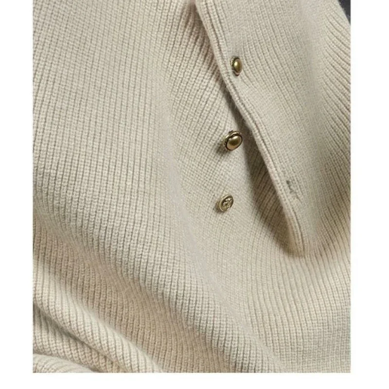 High-end Luxury Design Trend Coats Autumn Winter Knitwear Sweater Men High Neck Button Long Sleeve Pullover Business Casual Tops