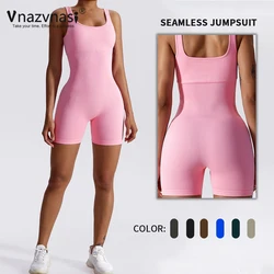 Vnazvnasi Seamless Ribbed Suit for Women Yoga Jumpsuit Set for Fitness Push Up Bodysuit Workout Clothes Sportswear Gym Outfit