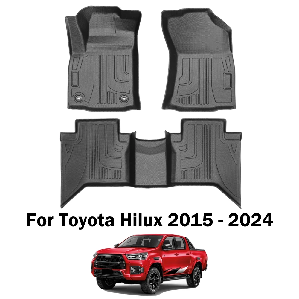 Für Toyota Hilux 2015-2024 TPE 3D Fußmatten LHD Linkslenker Bodenbelag Fußpolster – Detail 1