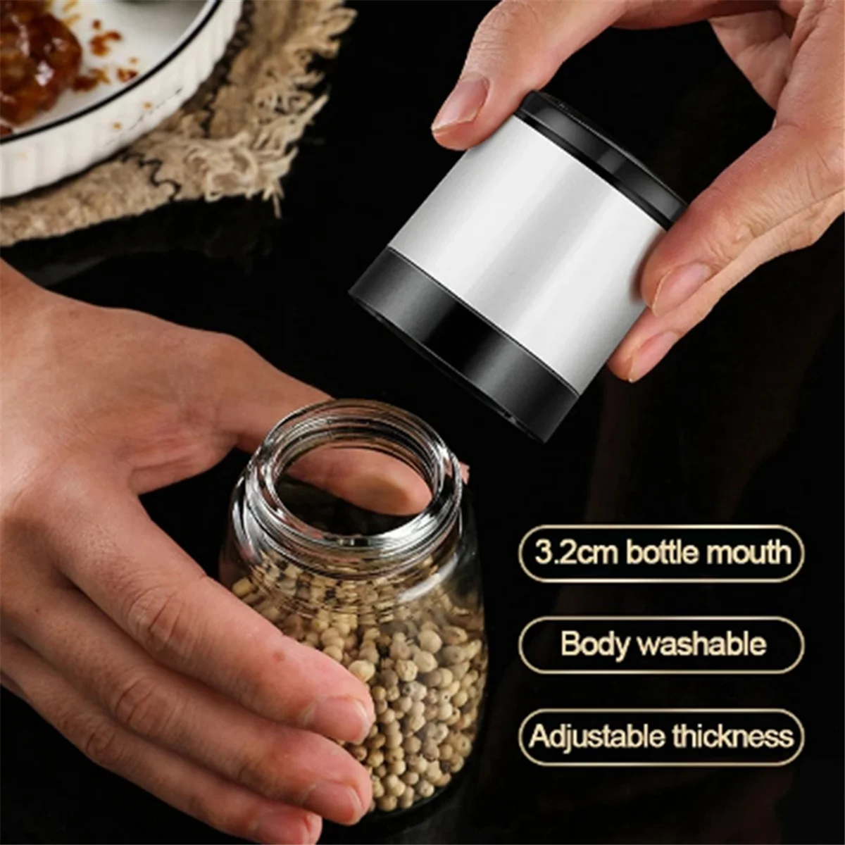 

Manual Salt Pepper Grinder Transparent Glass Grinder Peppercorn Grinder Seasoning Bottle Kitchen Gadgets White HGC