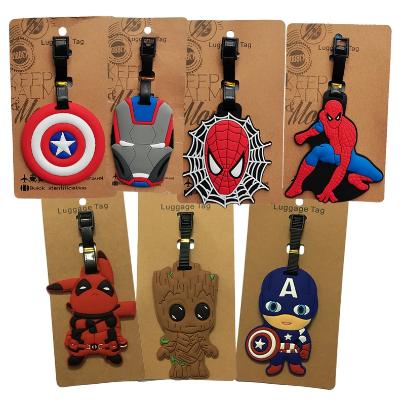 Disney Cartoon Superhero Luggage Tags Men Silicon Name ID Travel Suitcase Handbag Tag Accessories Portable Label Gift