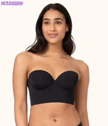 Full Support Non-Slip Convertible Band Bra Strapless Push up Plus Size Seamless Bra Underwire Convertible Smoothing Unpadded