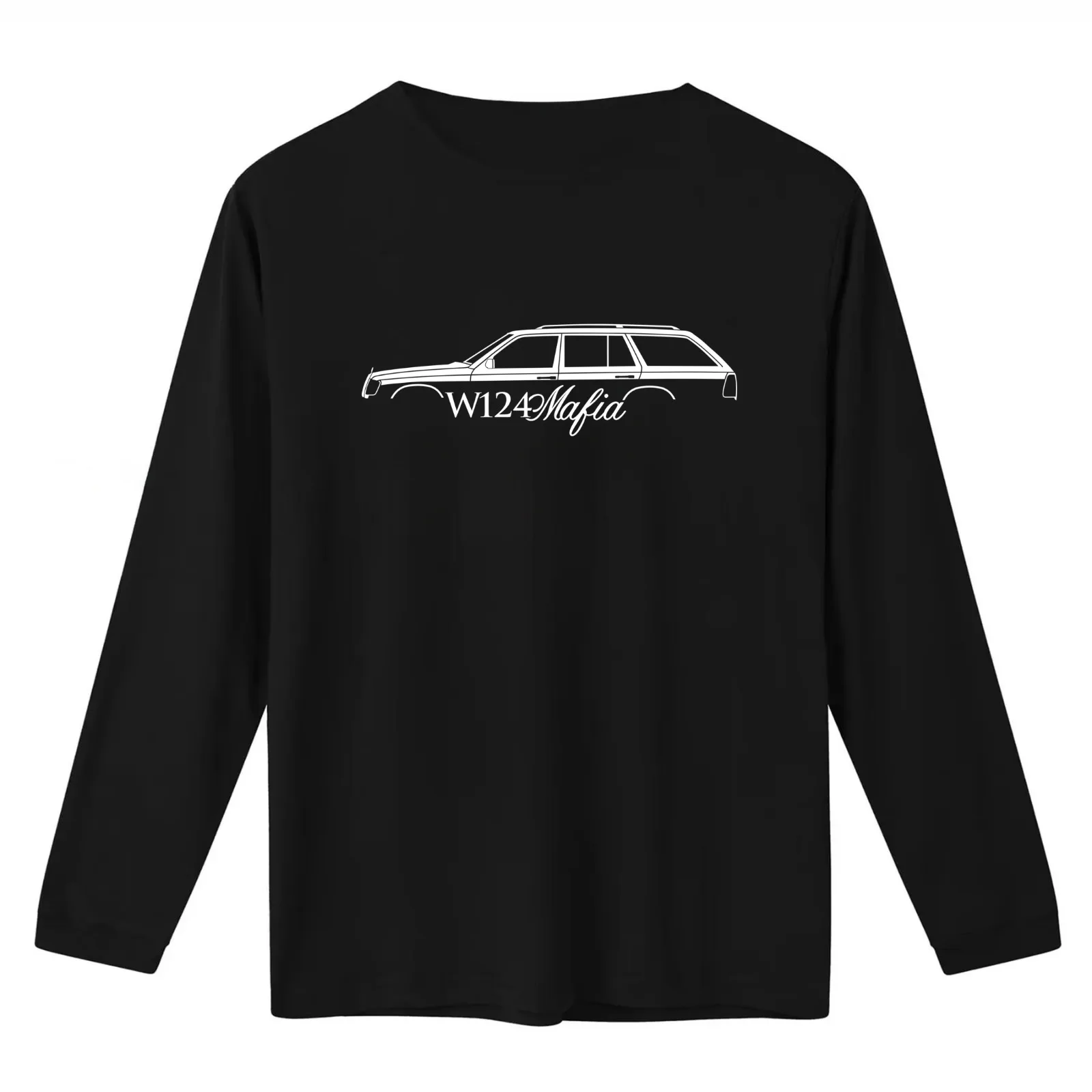 W124 Mafia car silhouette - W124station wagon | kombi T-Shirt Summer Casual Cotton Tee Oversized Streetwear Tops 100% Cotton