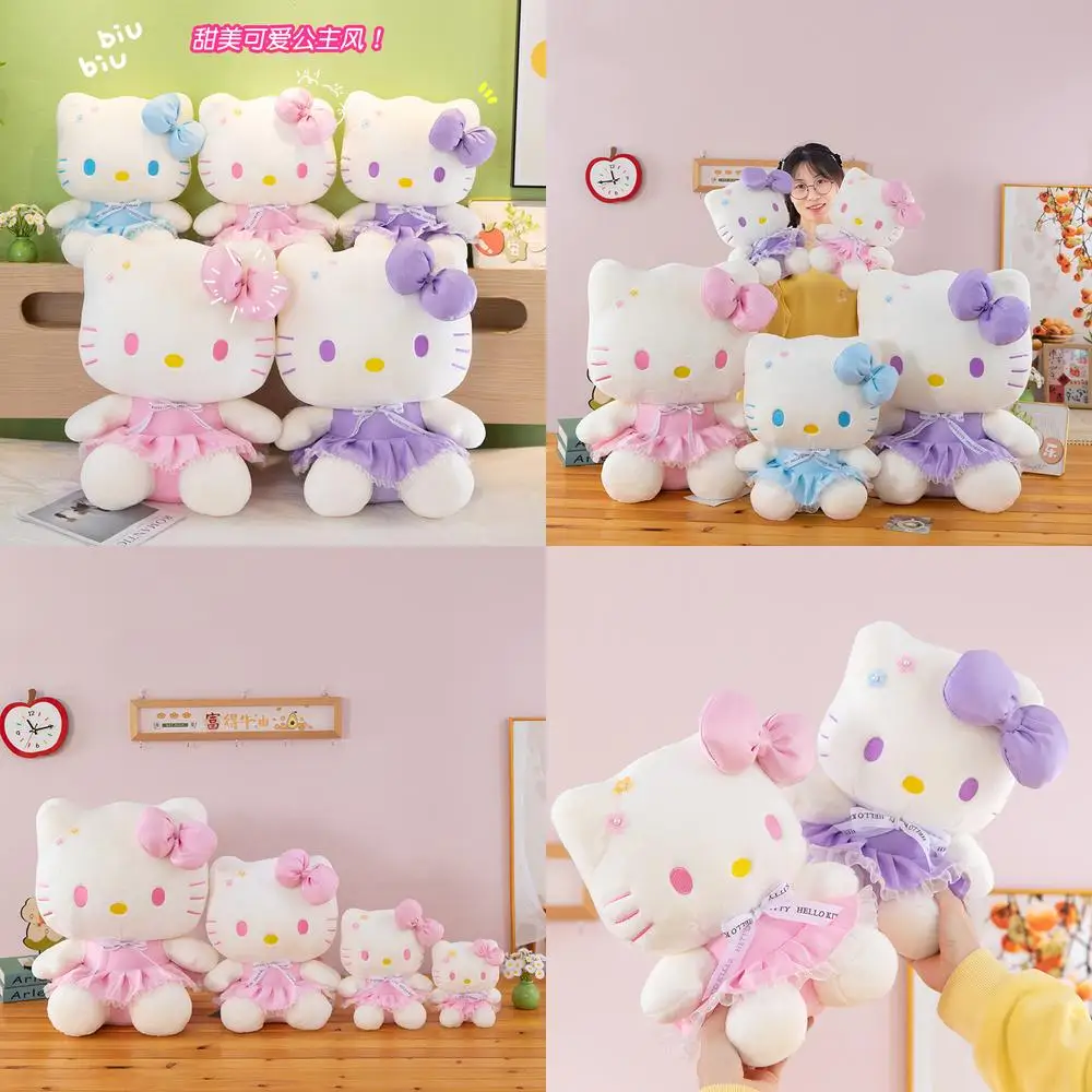 

Sanrio Kawaii Hello Kitty плюшевая игрушка платье с цветком принцесса кошка мягкая кукла для детей подарок на день рождения плюшевая подушка приз наполнитель