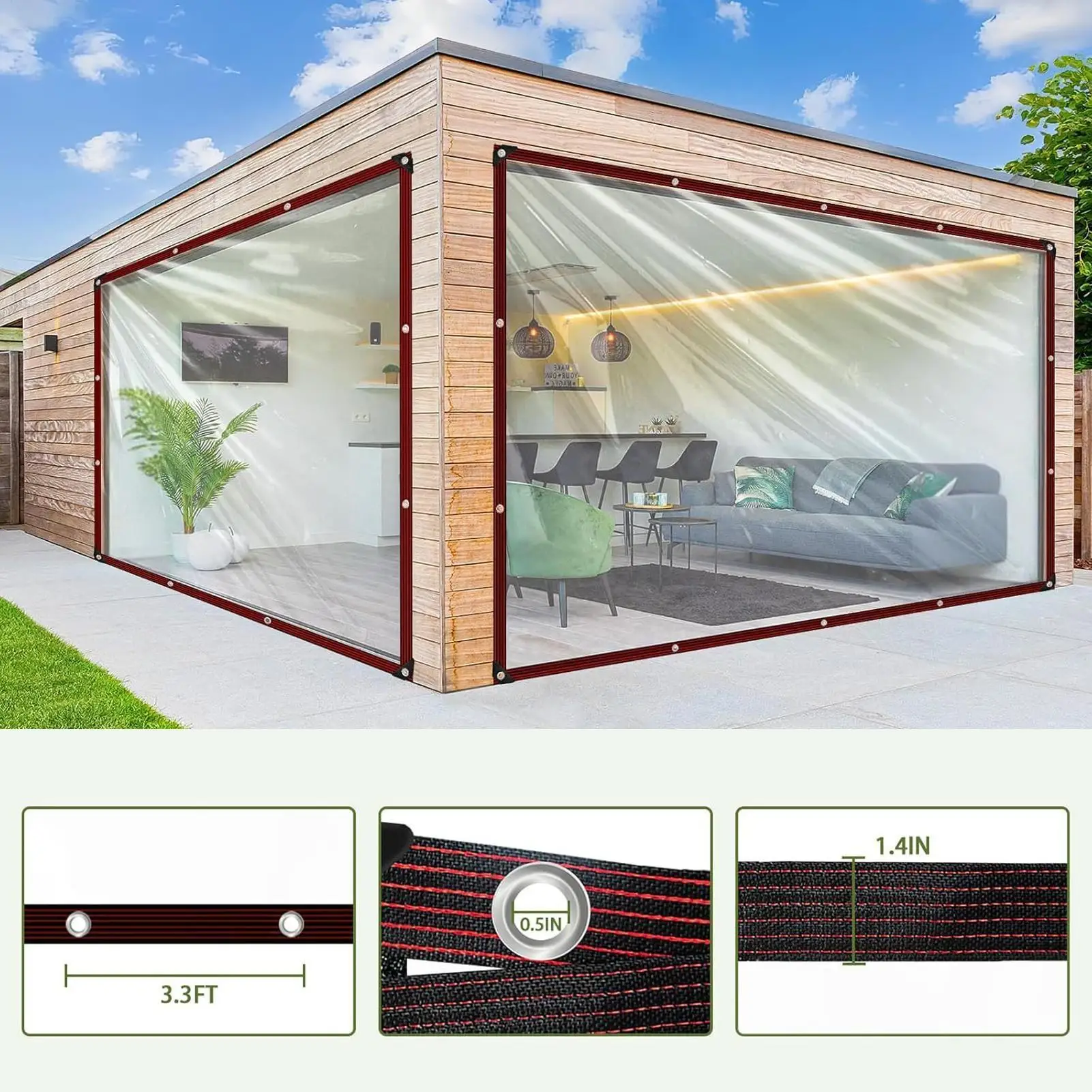 

Heavy Duty Tarps Waterproof Transparent 7x20ft Sunshade Insulated Plant Cover For Outdoor Beach Picnic Camping Tent Backpacking