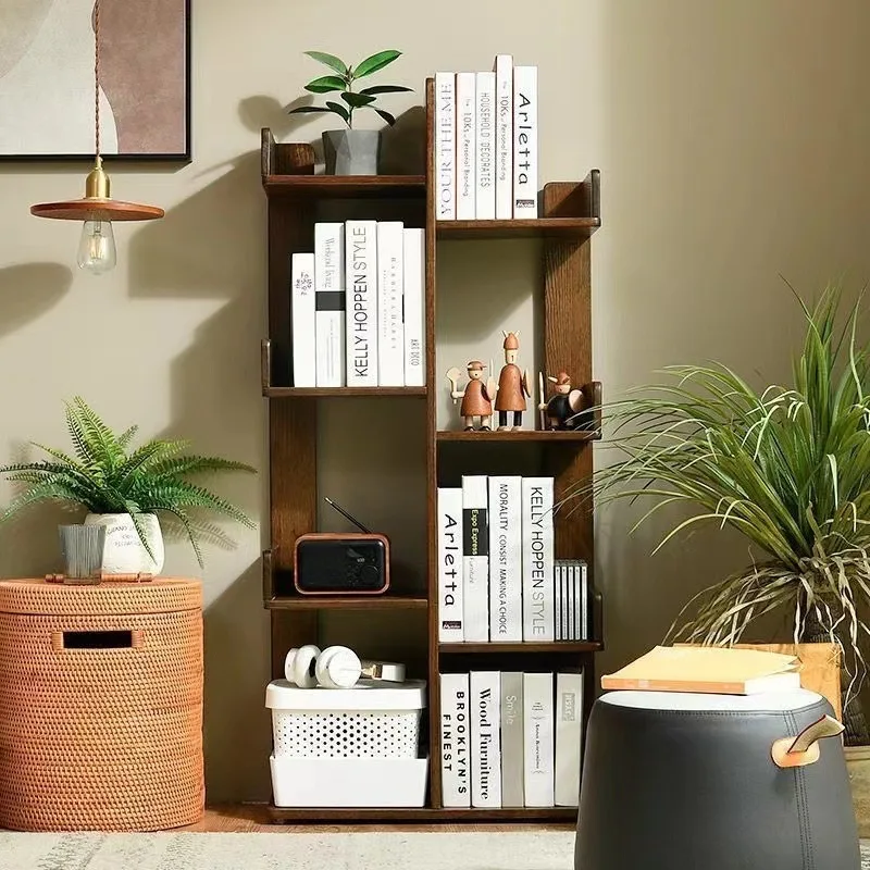 Solid Wood Bookshelf Shelf Floor-to-ceiling Simple Household Living Room Bedroom Wall Flower Stand Simple Creative Tree-shaped S