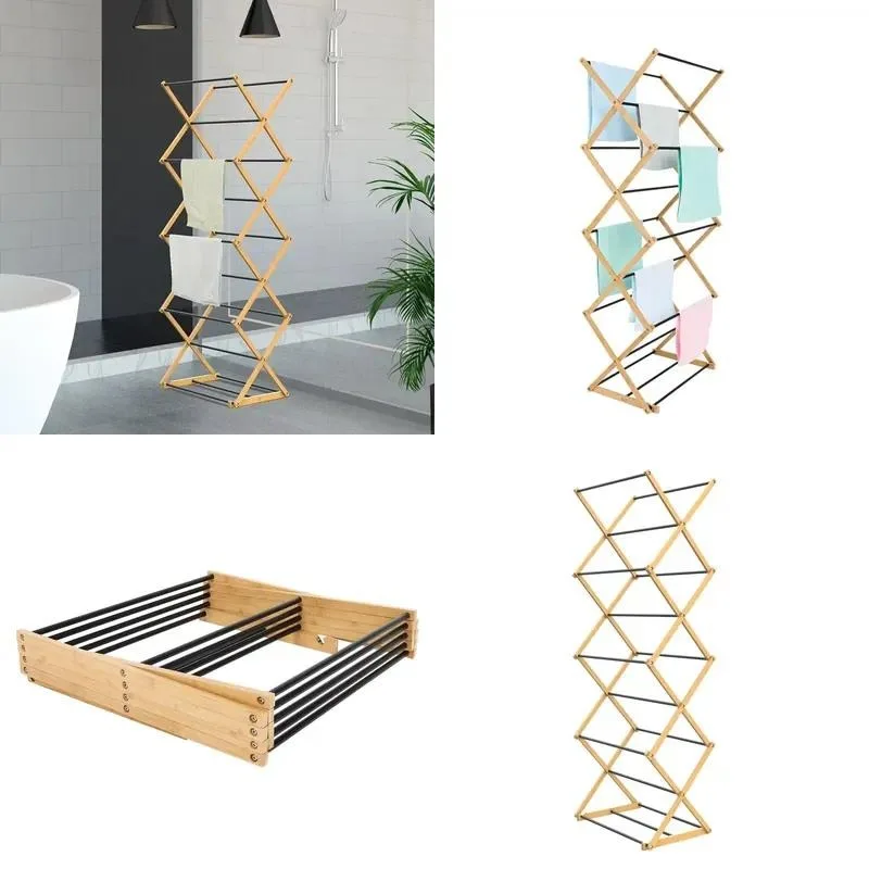 Modern Foldable 4-Layer Wooden Towel Rack Bathroom Clothing Storage Rack High Quality OEM Service