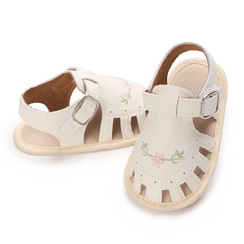 New Summer Embroidery Flower Prewalker Baby Shoes Summer 0-18 Months Baby Shoes Soft Soles Breathable Sandal Toddlers