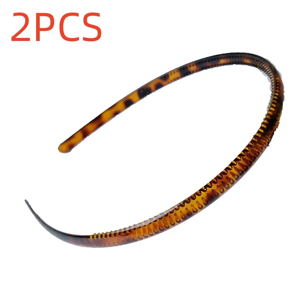 Plastic Leopard Headband para Homens e Mulheres, Black Head Hoop, Sport Headband, Acessórios para Cabelo, Unisex, Moda, 2 Pcs